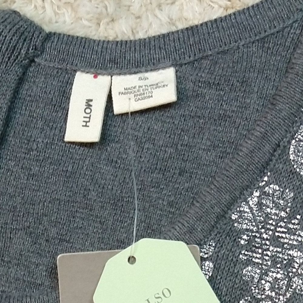 Grey and Silver Anthropologie Moth Knit top - Picture 9 of 9